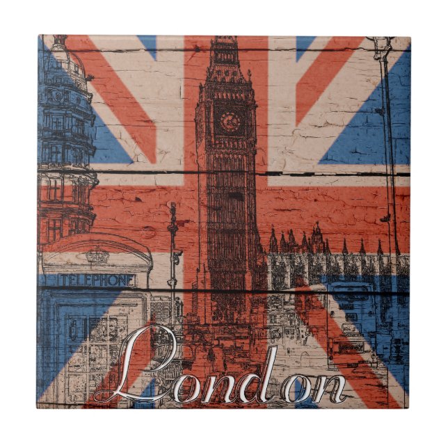 Fantastisk coola trendig gamle wood grunge U.k. fl Kakelplatta (Framsidan)