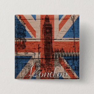 Fantastisk coola trendig gamle wood grunge U.k. fl Knapp