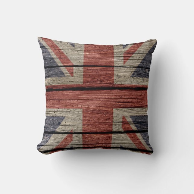 Fantastisk coola trendig gamle wood grunge U.k. Fl Kudde (Framsida)