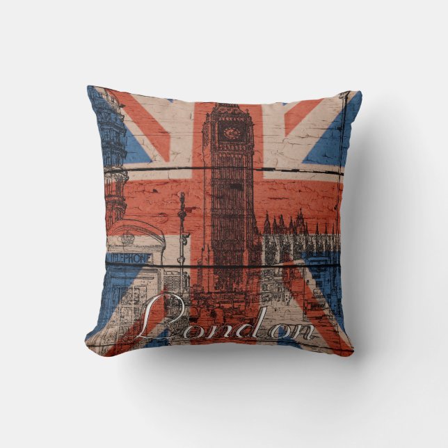 Fantastisk coola trendig gamle wood grunge U.k. Fl Kudde (Framsida)