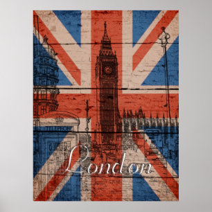 Fantastisk coola trendig gamle wood grunge U.k. Fl Poster