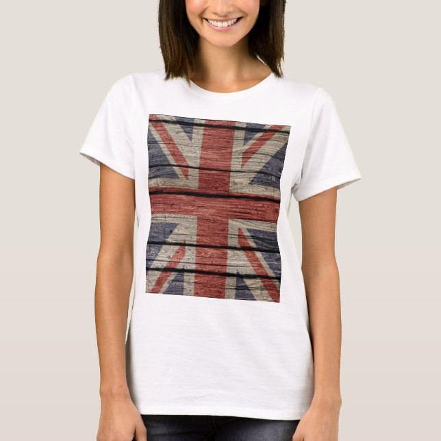 Fantastisk coola trendig gamle wood grunge U.k. fl Tee (Framsida)