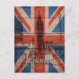 Fantastisk coola trendig gamle wood grunge U.k. fl Vykort