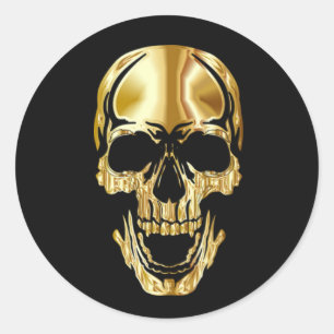 Fantastisk coola Underbar svart Guld Skull Runt Klistermärke