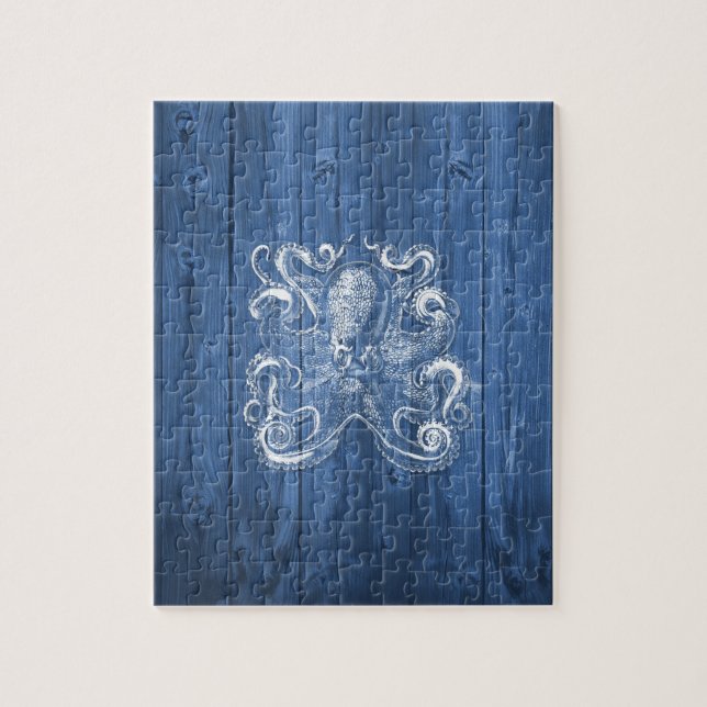 fantastisk coola Vit bläckfisk med antik effekt Pussel (Vertikal)