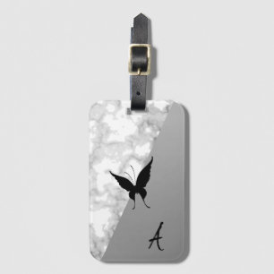 Fantastisk, Coola, vit marmor, Buterfy, Silver Bagagebricka