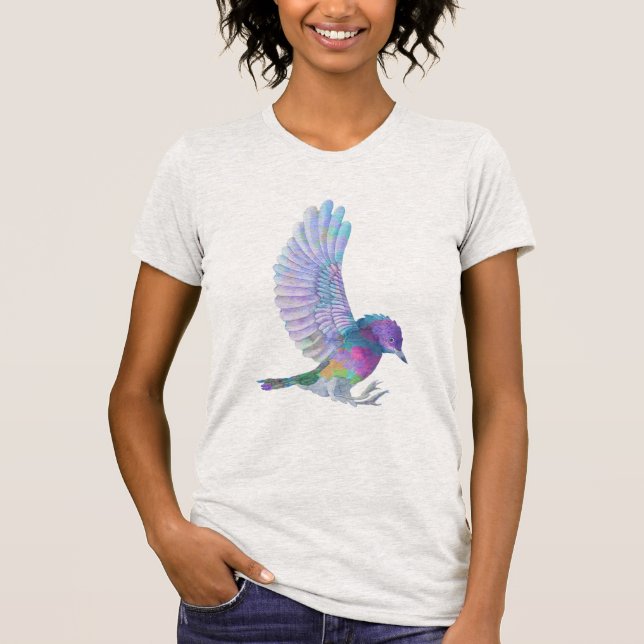 Fantastisk Cute Colorful Bird Tee Shirt (Framsida)