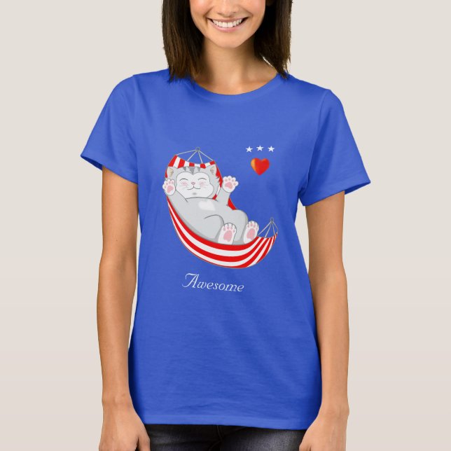 Fantastisk Cute Kattunge i Hammock T-Shirt (Framsida)