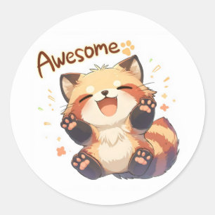 Fantastisk Cute Red Panda Runt Klistermärke