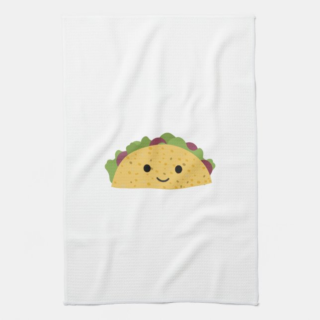 Fantastisk Cute Tecknad Kawaii Smiling Taco Kökshandduk (Vertikal)