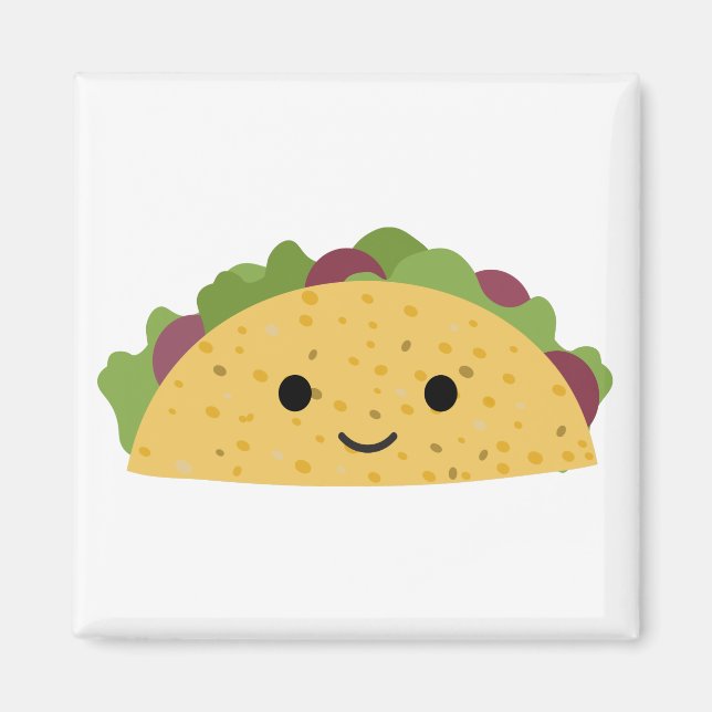 Fantastisk Cute Tecknad Kawaii Smiling Taco Magnet (Framsidan)