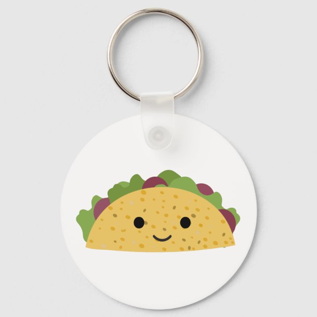 Fantastisk Cute Tecknad Kawaii Smiling Taco Nyckelring (Framsida)