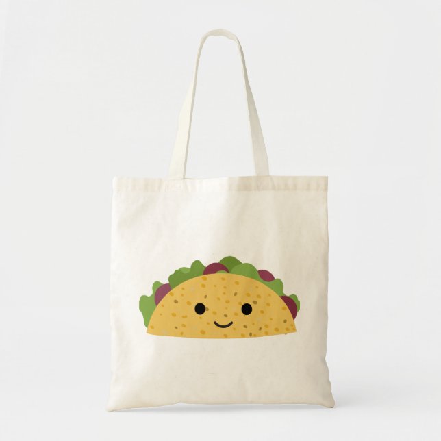 Fantastisk Cute Tecknad Kawaii Smiling Taco Tygkasse (Framsidan)