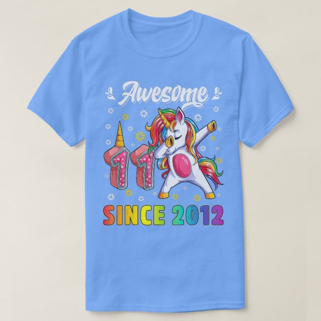 Fantastisk Dabbing Unicorn Birthday 11 Year Old Gi T Shirt (Design framsida)