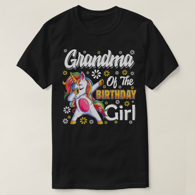 fantastisk dabbing Unicorn-födelsedag Grandma Fami T Shirt (Design framsida)