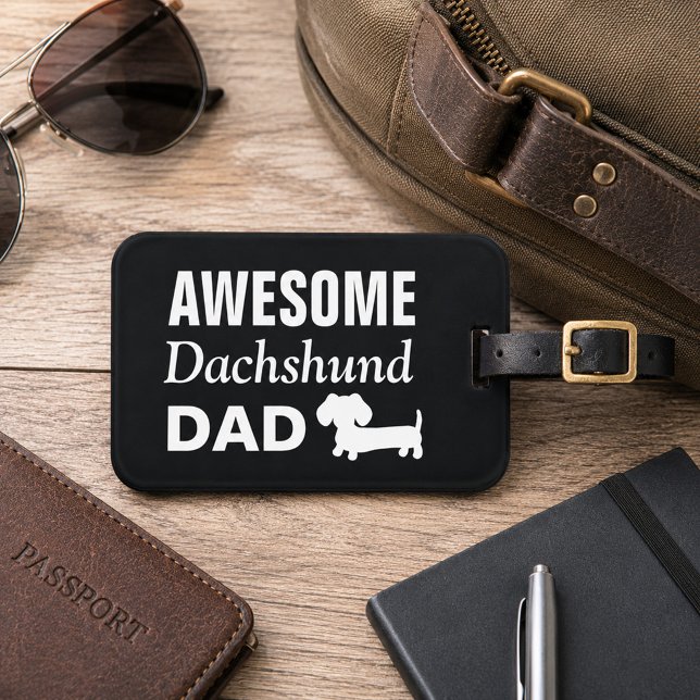 Fantastisk Dachshund Pappa Fars Dag Resväska Bagag Bagagebricka (Awesome dachshund dad luggage tag)