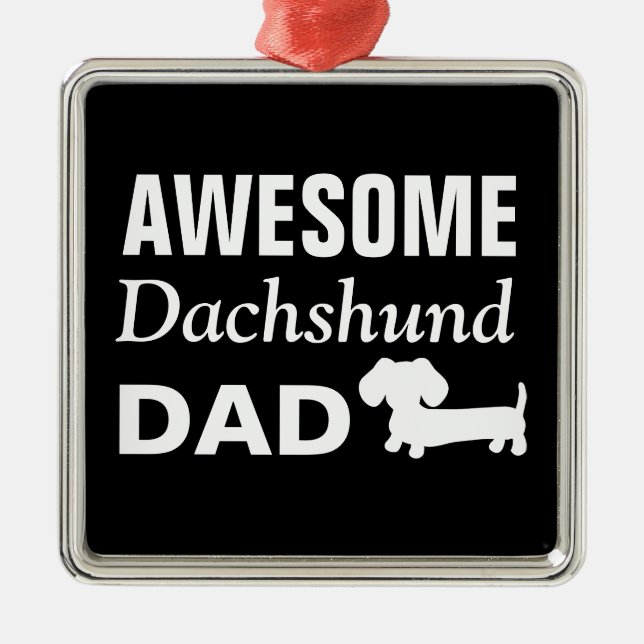 Fantastisk Dachshund Pappa-Spegel-kort för baksida Julgransprydnad Metall (Framsidan)
