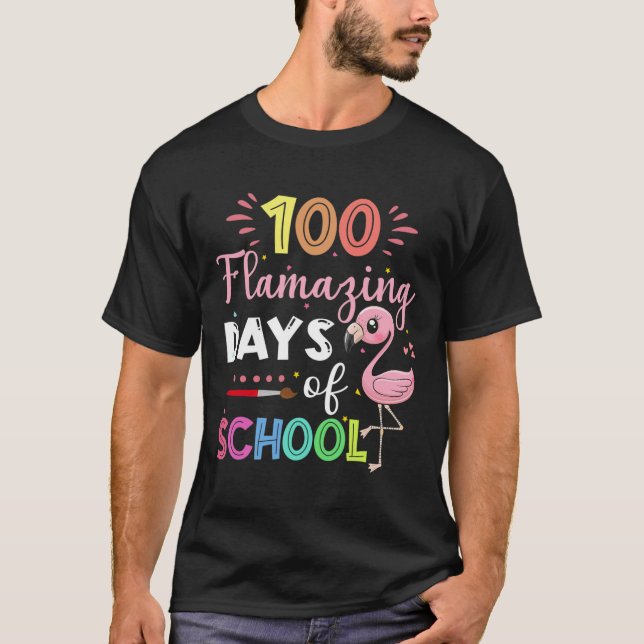 Fantastisk Dagar för skolutmatning Flamingo Studen T Shirt (Framsida)