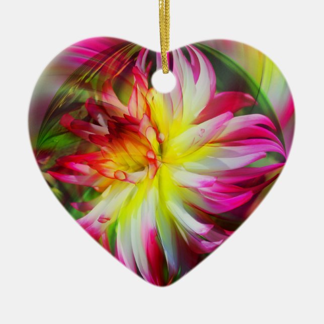 Fantastisk Dahlia Flower Abstrakt Art Ornament (Framsidan)