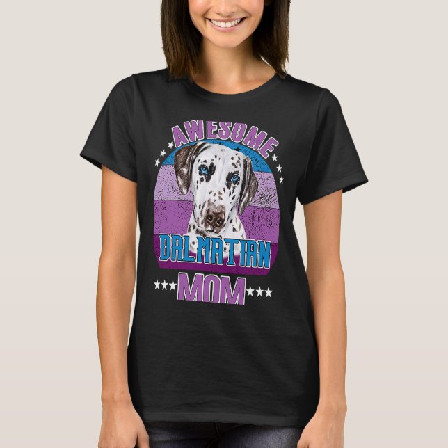 Fantastisk Dalmatien Mamma Retro Sunset Mor Hund 1 T Shirt (Framsida)
