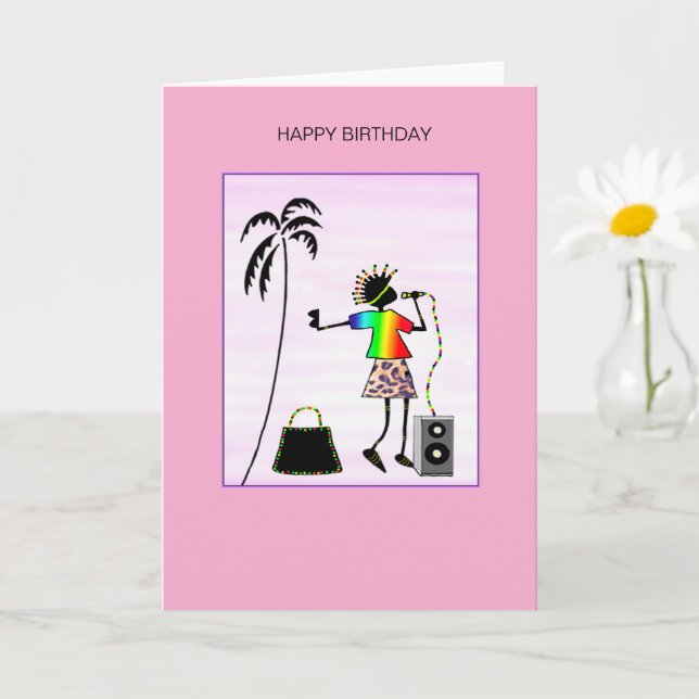 Fantastisk Dam DJ Music Star Birthday Kort (Liten växt)