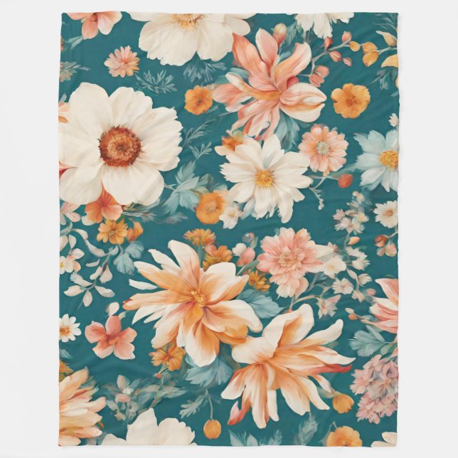 Fantastisk Delikat Flowers Fleecefilt (Framsidan)