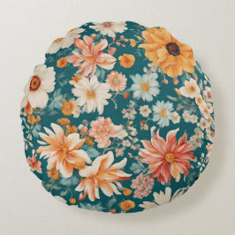 Fantastisk Delikat Flowers Rund Kudde