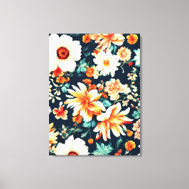 Fantastisk Delikat White and Lush Red Orange Flowe Canvastryck