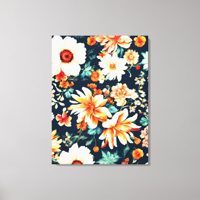 Fantastisk Delikat White and Lush Red Orange Flowe Canvastryck (Framsida)