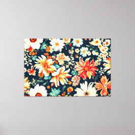 Fantastisk Delikat White and Lush Red Orange Flowe Canvastryck