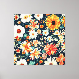 Fantastisk Delikat White and Lush Red Orange Flowe Canvastryck