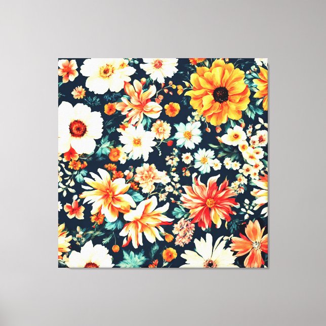 Fantastisk Delikat White and Lush Red Orange Flowe Canvastryck (Framsida)