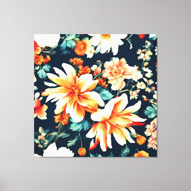 Fantastisk Delikat White and Lush Red Orange Flowe Canvastryck (Framsida)