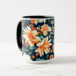 Fantastisk Delikat White and Lush Red Orange Flowe Mugg