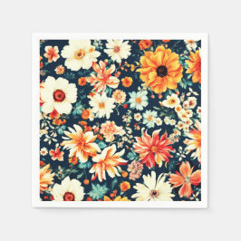 Fantastisk Delikat White and Lush Red Orange Flowe Pappersservett