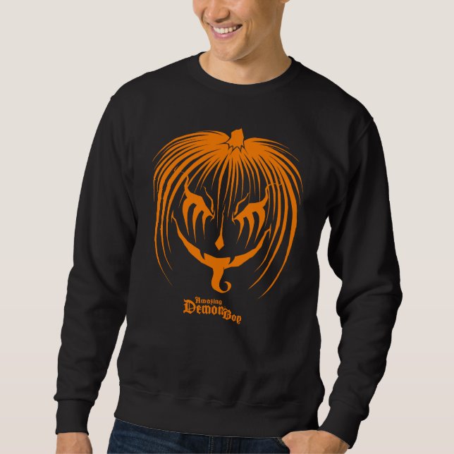 Fantastisk Demonpojke Pumpkinhead Orange Halloween Lång Ärmad Tröja (Framsida)