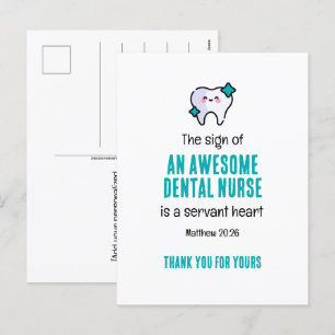 FANTASTISK DENTAL NURSE SERVANT HEART Tack Helg Vykort