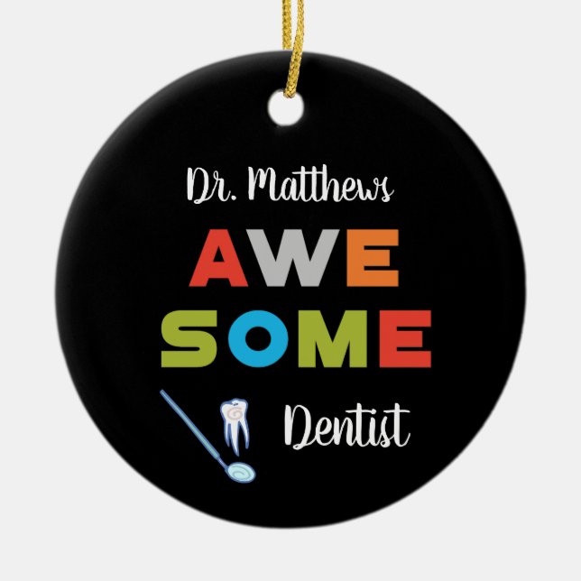 Fantastisk Dentist Colorful Brev på Black Julgransprydnad Keramik (Framsidan)