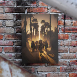 Fantastisk Desert Camel Caravan i en Desert-resa Poster