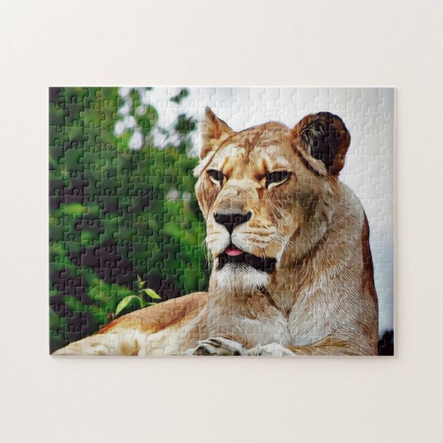 Fantastisk digital målning för Lioness Pussel (Horisontell)