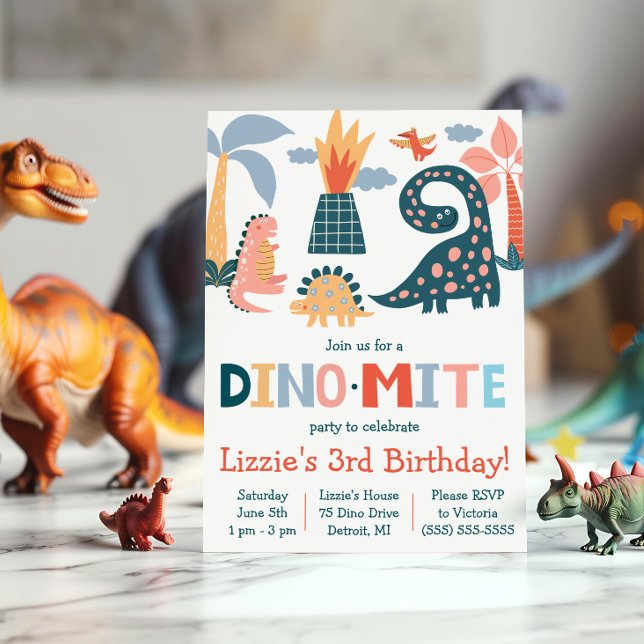 Fantastisk Dino-Mite Dinosaurie Tematisk Födelseda Inbjudningar (Skapare uppladdad)