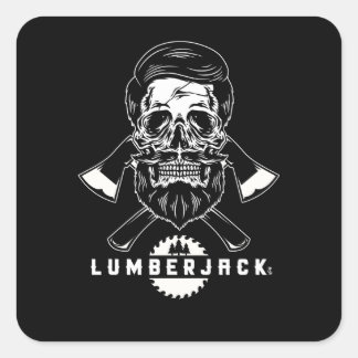 Fantastisk Distress Lumberjack Graphic Ax Träd Fyrkantigt Klistermärke