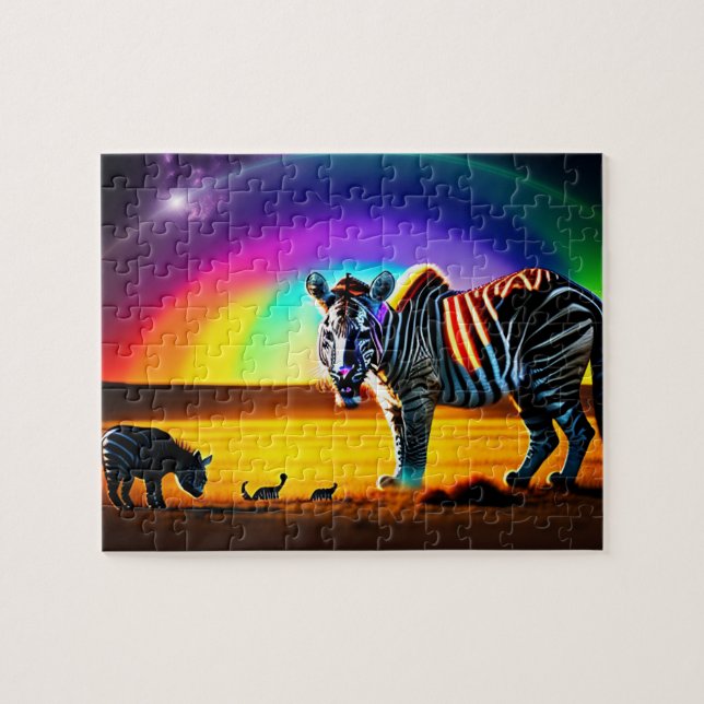Fantastisk Djur Zebra Tiger Pussel (Horisontell)