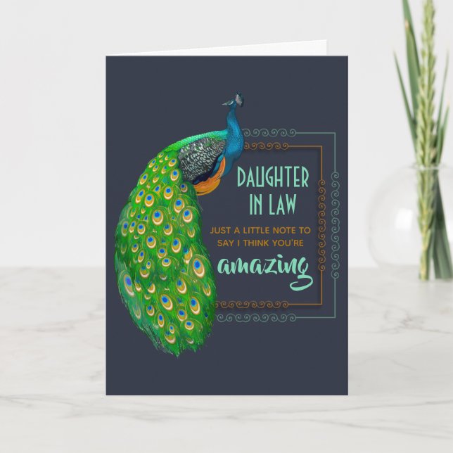 Fantastisk dotter i juridik Peacock Mors dag Card Kort (Framsida)