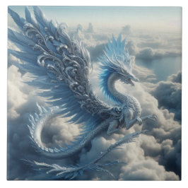 Fantastisk Dragon omgiven av moln Kakelplatta