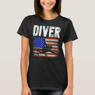 Fantastisk dykare US amerikansk flaggdykning Scuba T Shirt
