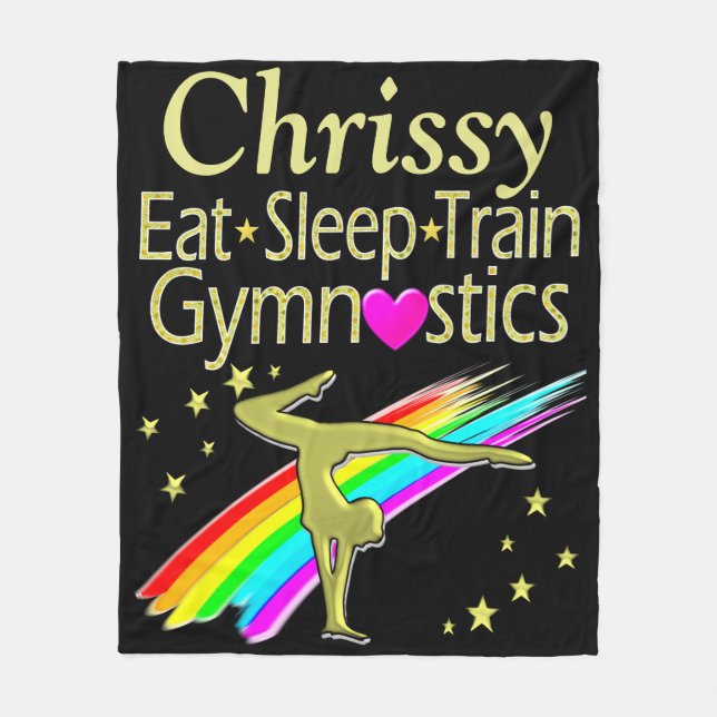 FANTASTISK EAT SLEEP GYMNASTICS PERSONLIG BLANKET FLEECEFILT (Framsidan)