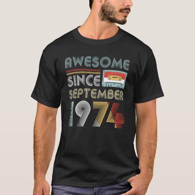 Fantastisk efter September 1974 födelsedagvintage T Shirt (Framsida)