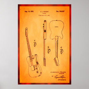 Fantastisk Electric Guitar Patent Art Coola och Re Poster