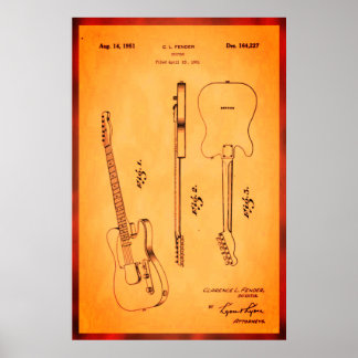 Fantastisk Electric Guitar Patent Art Coola och Re Poster